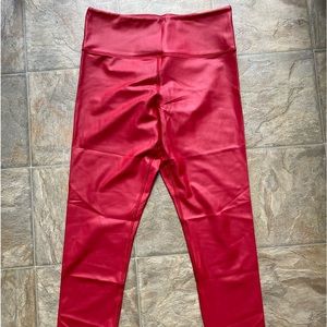 Womens Zyia Red Metallic Light N’ Tight high rise 7/8 24” leggings